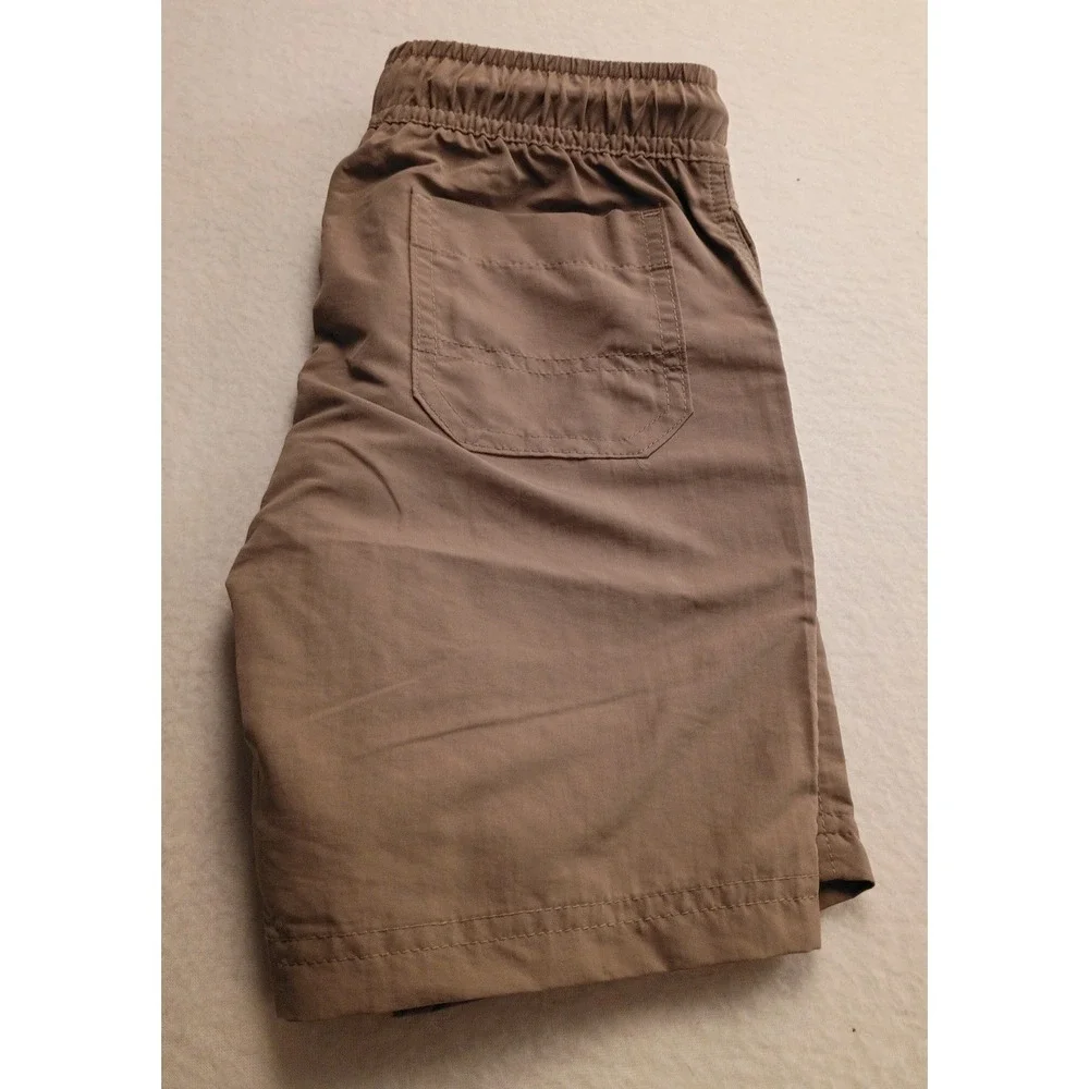 Quick Dry Performance Shorts Men's Tan Khaki Elastic Waist Drawstring Active NWT
